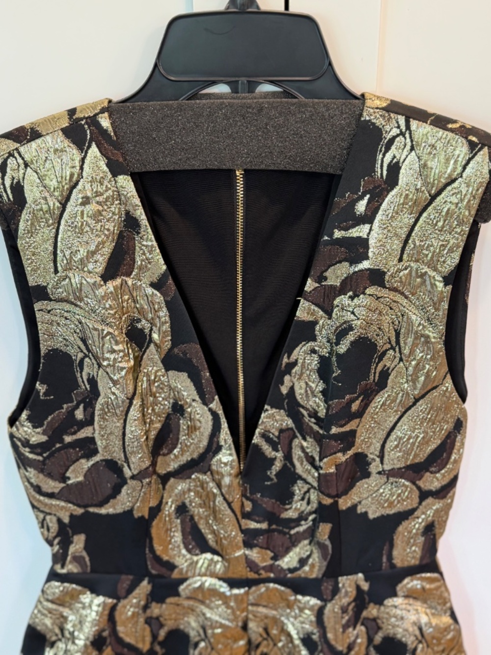 Alice + Olivia Pacey Metallic Gold Jacquard Lantern Dress NWT, Sz. 4 - Picture 4 of 8